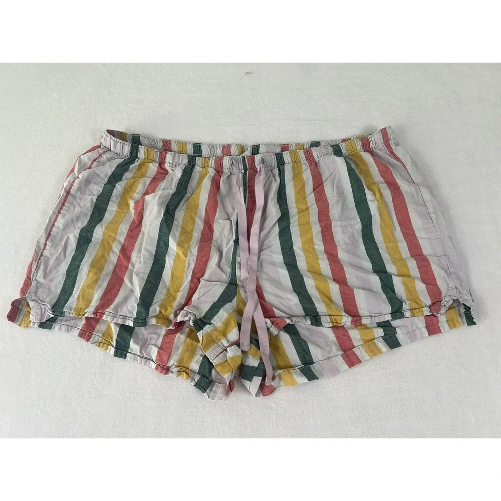 Old Navy PJ Shorts W XL Color Stripe Drawstring Sleepwear‎ Rainbow Beach Summer